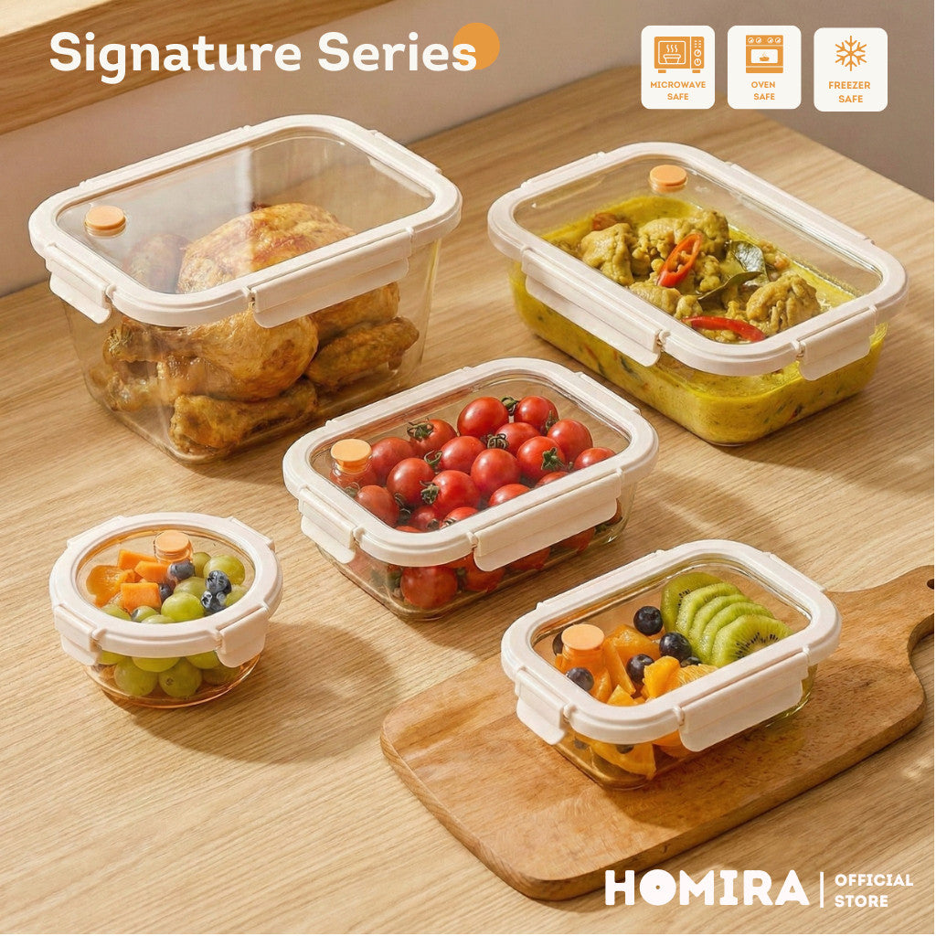 HOMIRA Signature Series Borosilicate Glass Food Container (450ml-2600ml)