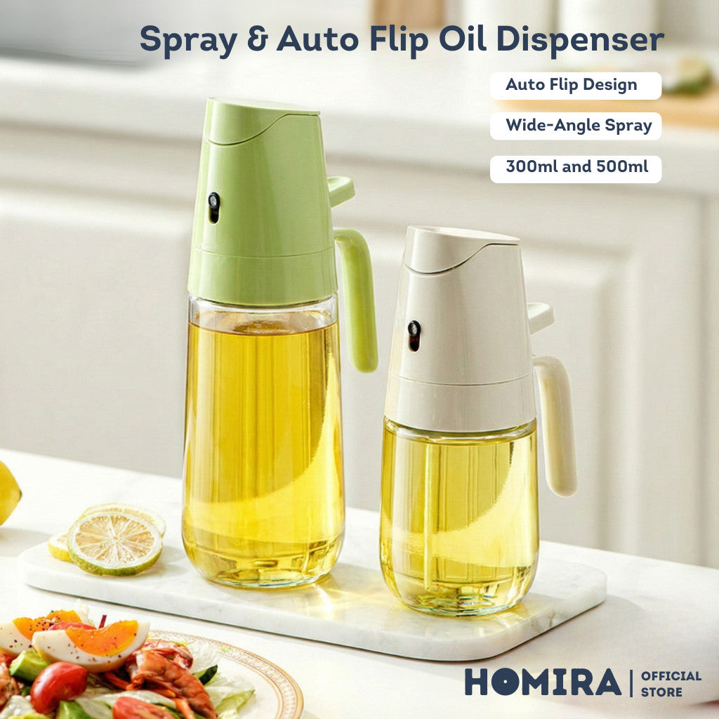 HOMIRA Spray & Auto Flip Oil Dispenser (300ml/500ml)
