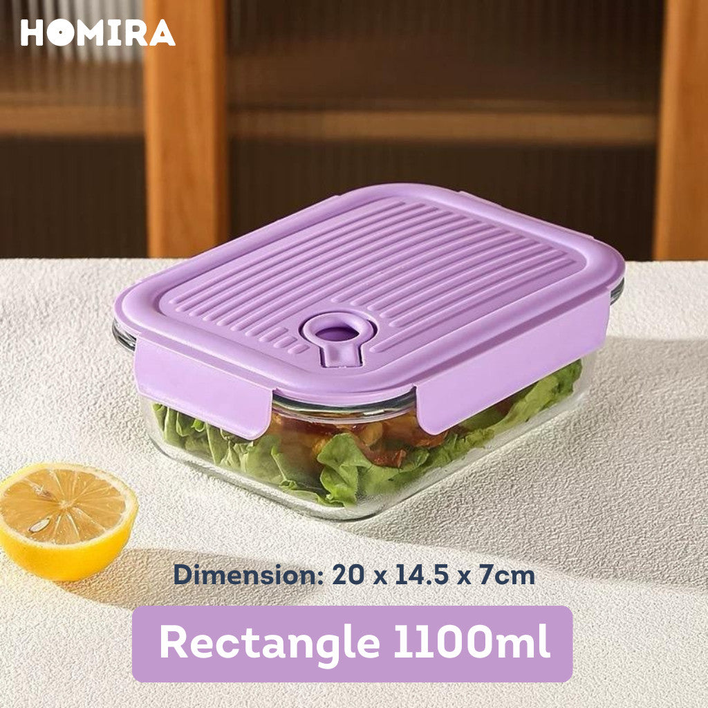 HOMIRA Floral Blossom Series Borosilicate Glass Food Container (450ml-1100ml)