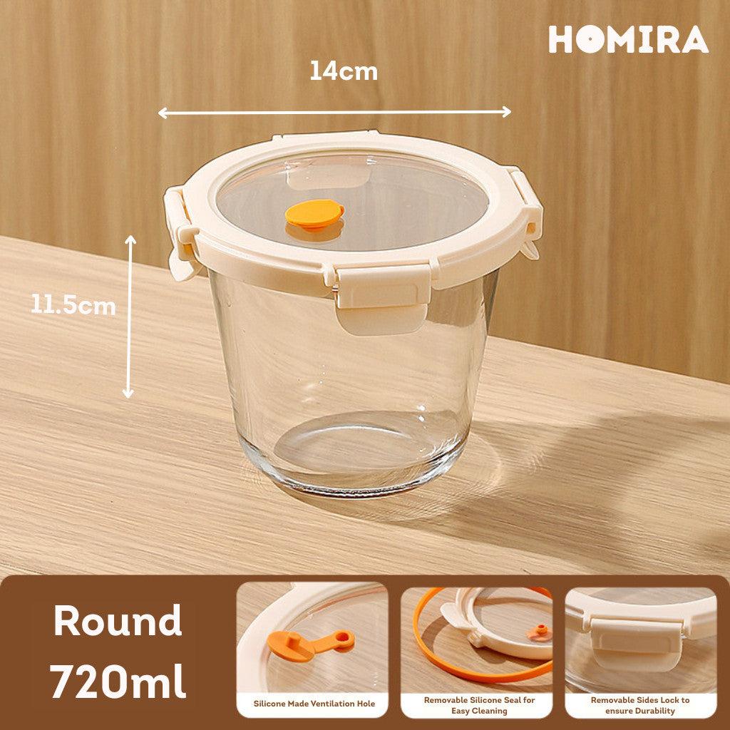 HOMIRA Signature Series Borosilicate Glass Food Container (450ml-2600ml)