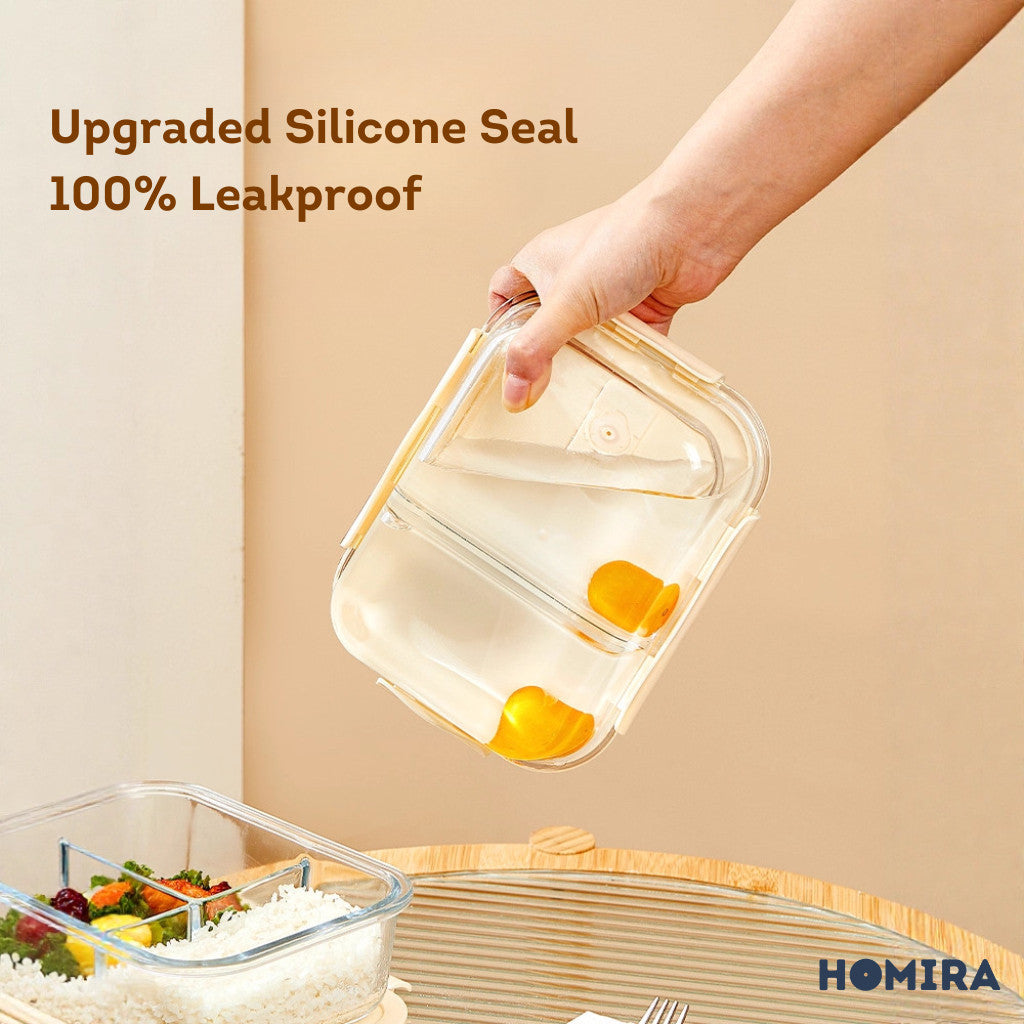 HOMIRA Buttercream Series Borosilicate Glass Lunchbox Bag Set