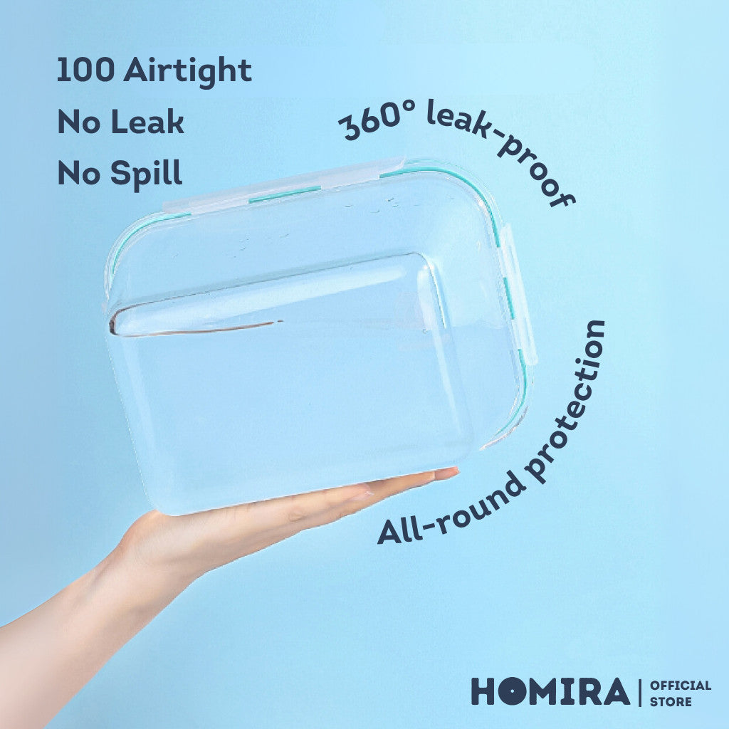 HOMIRA Classic Big Rectangle Borosilicate Glass Food Container (2600ml)