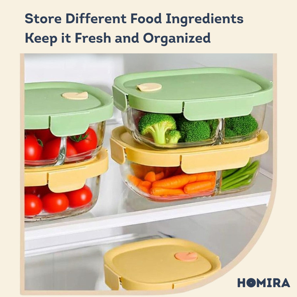 HOMIRA Summer Series Borosilicate Glass Food Container Lunch Box (450ml-940ml)