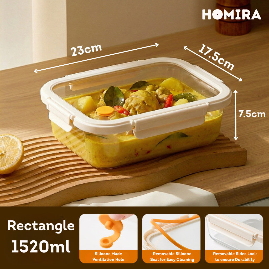 HOMIRA Signature Series Borosilicate Glass Food Container (450ml-2600ml)