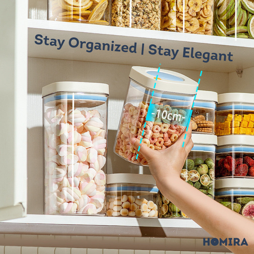 HOMIRA Press-Type Push Button Airtight Food Canister (380ml / 1100ml / 1800ml)