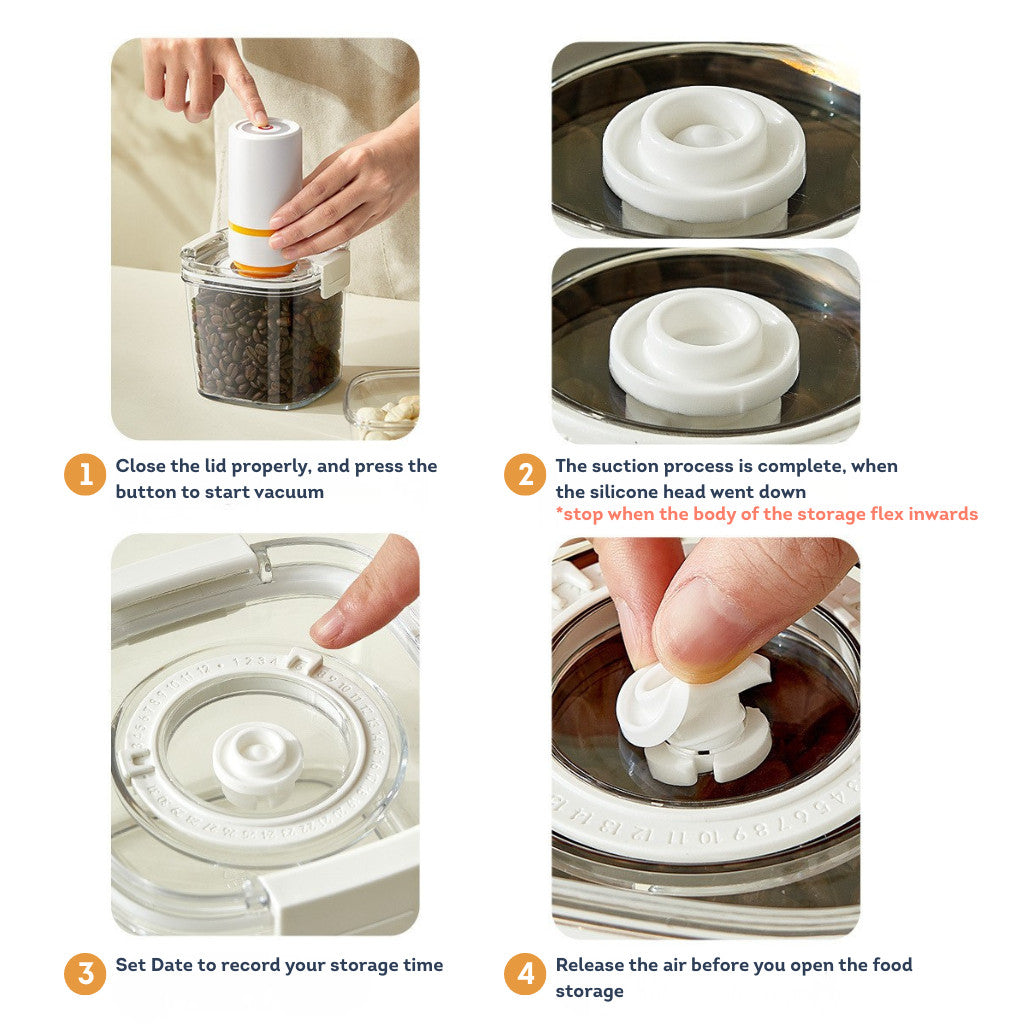 HOMIRA Vacuum Seal Compress Dry Food Storage Container Set (4pcs / 8pcs / 13pcs Set)