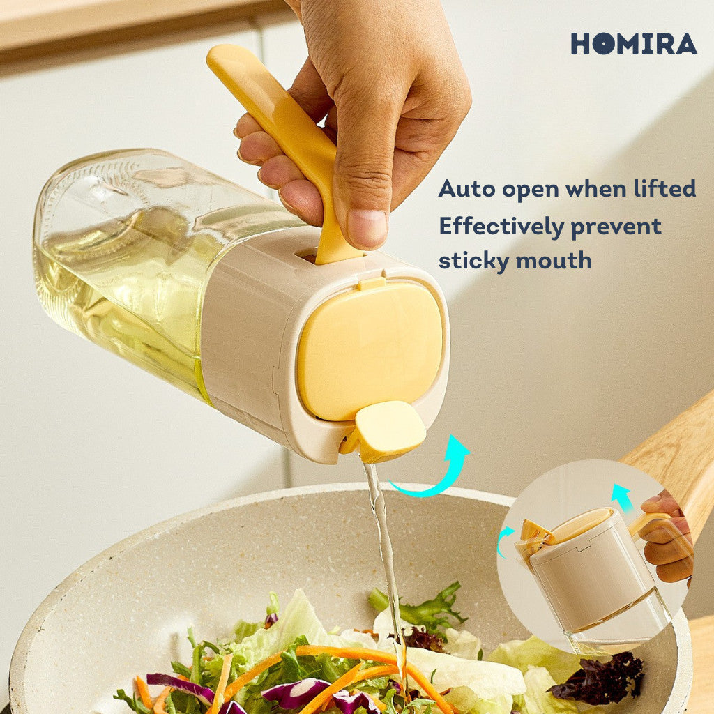 HOMIRA Cooking Oil Glass Dispenser Auto Flip (500ml)
