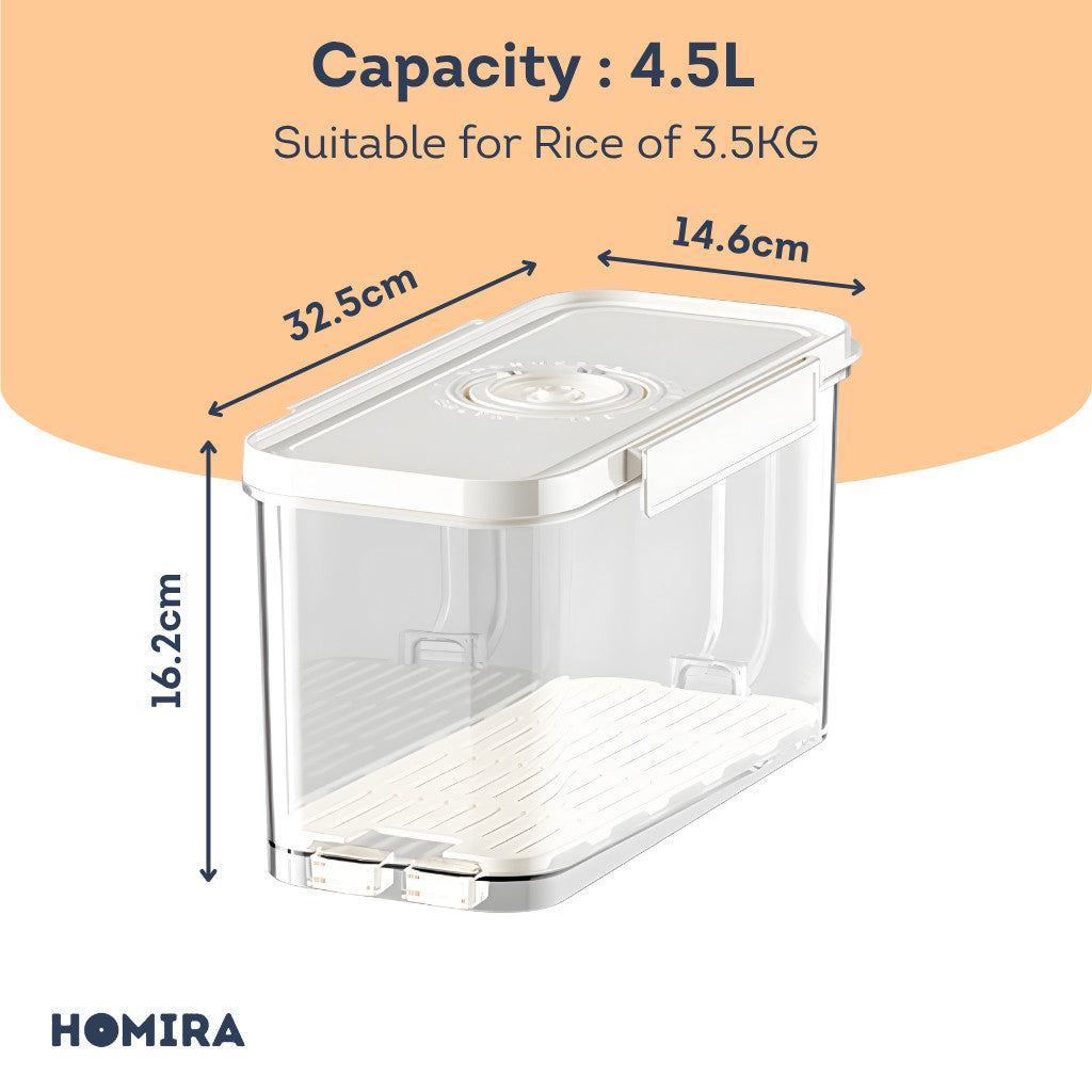 HOMIRA Compress Vacuum Rice Container Airtight Food Storage (4.5L/6L)