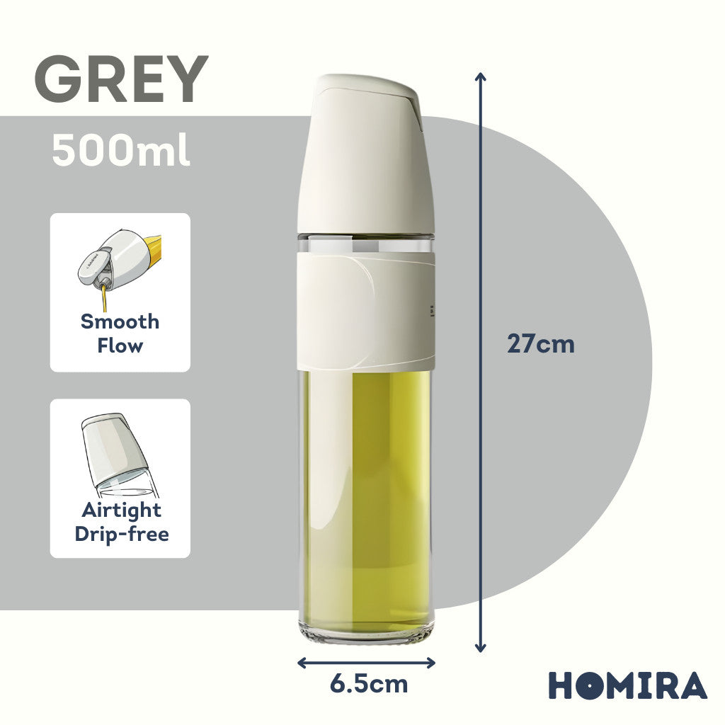 HOMIRA Seasoning & Oil Dispenser Glass Bottle with Auto Flip - 500ml