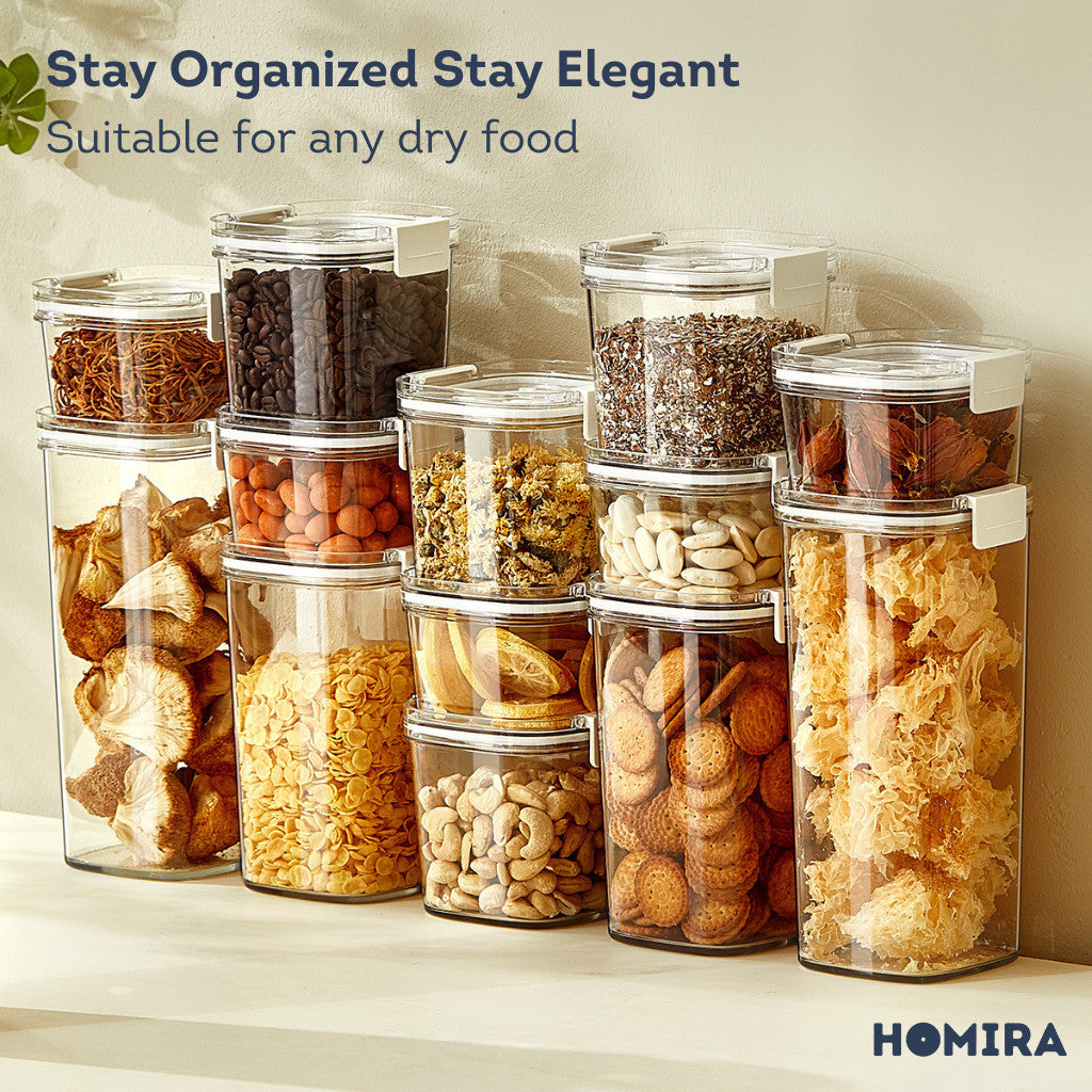 HOMIRA Vacuum Seal Compress Dry Food Storage Container Set (4pcs / 8pcs / 13pcs Set)