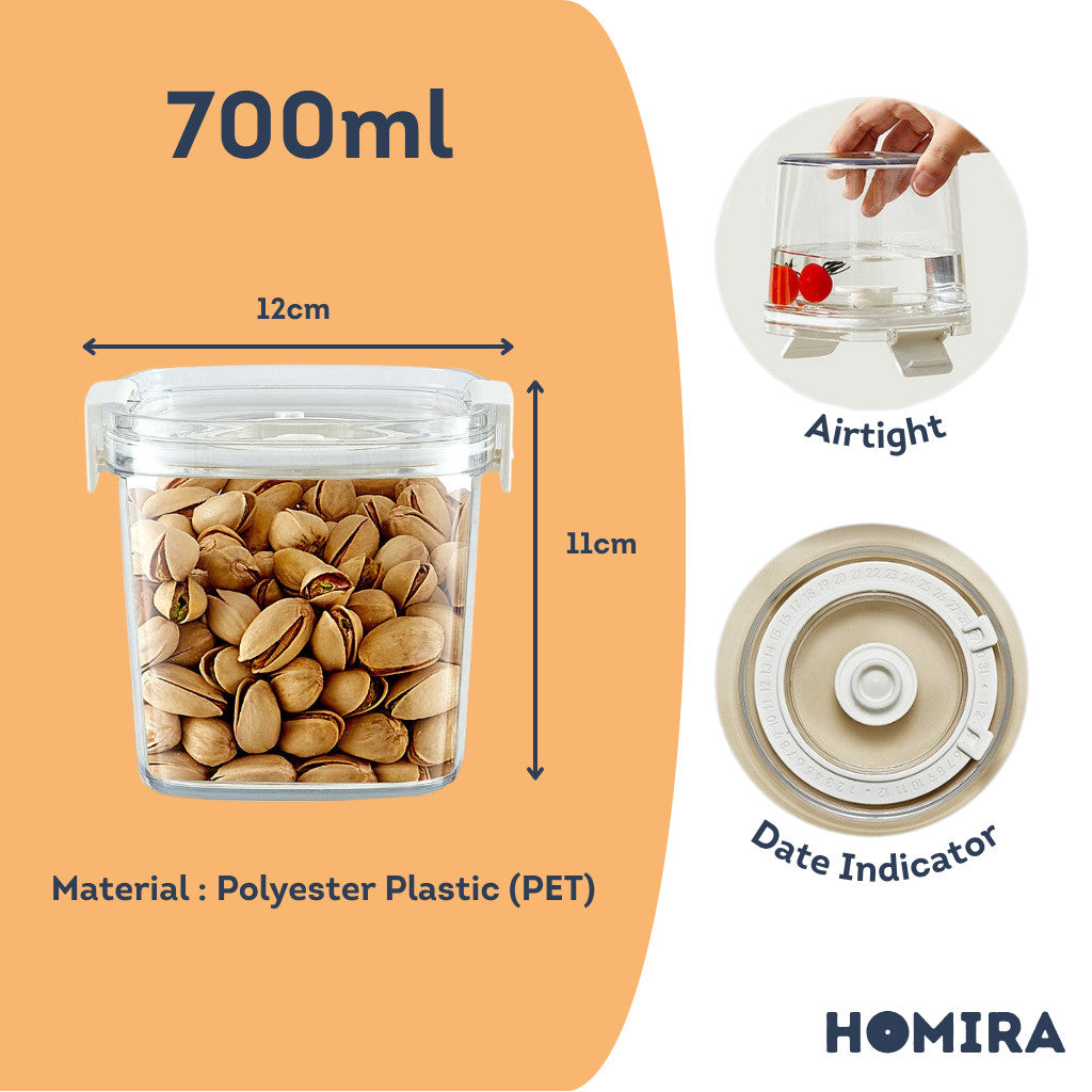 HOMIRA Vacuum Seal Compress Food Container for Dry Food Storage (460ml-1800ml)