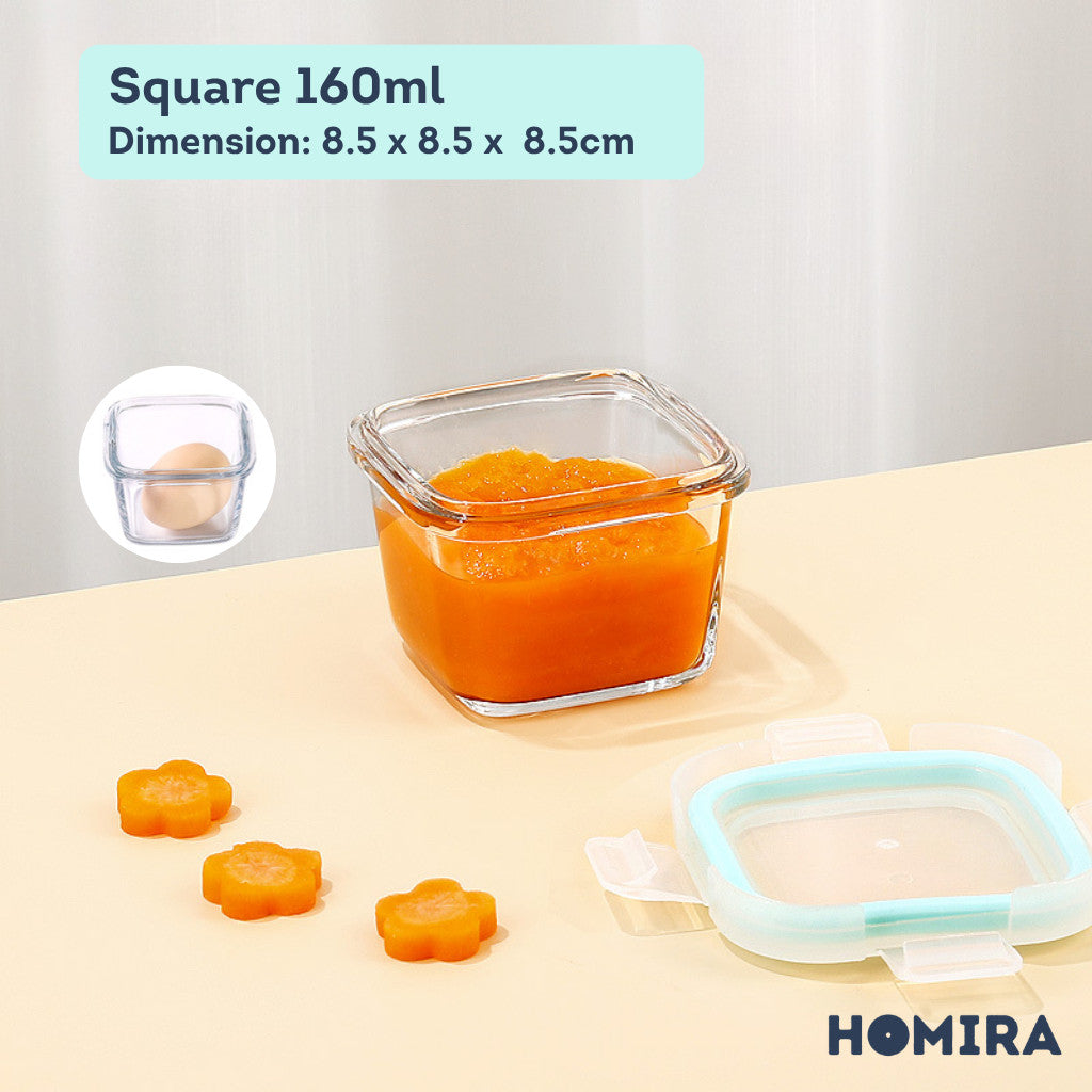 HOMIRA Classic Mini Glass Baby Food Container (130ml - 450ml)