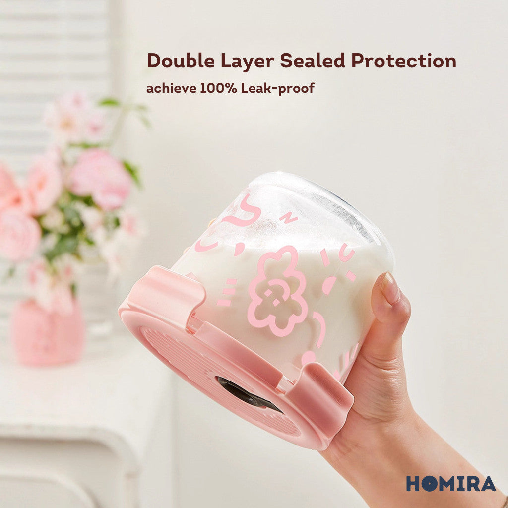 HOMIRA Lovey Cloud Series Glass Lunch Box & Insulated Bag Set (450ml - 1100ml)