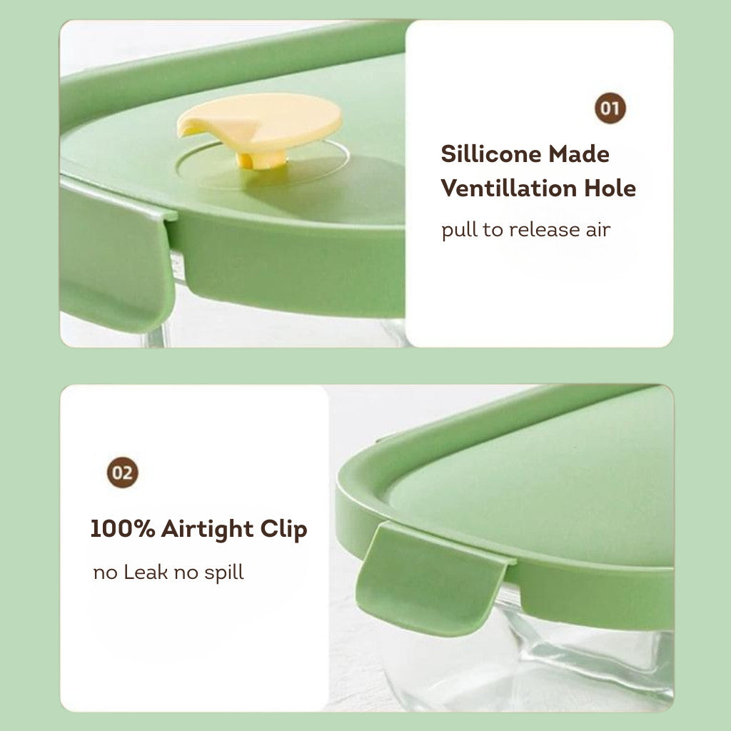 HOMIRA Avocado Green Borosilicate Glass Food Container (450ml - 940ml)