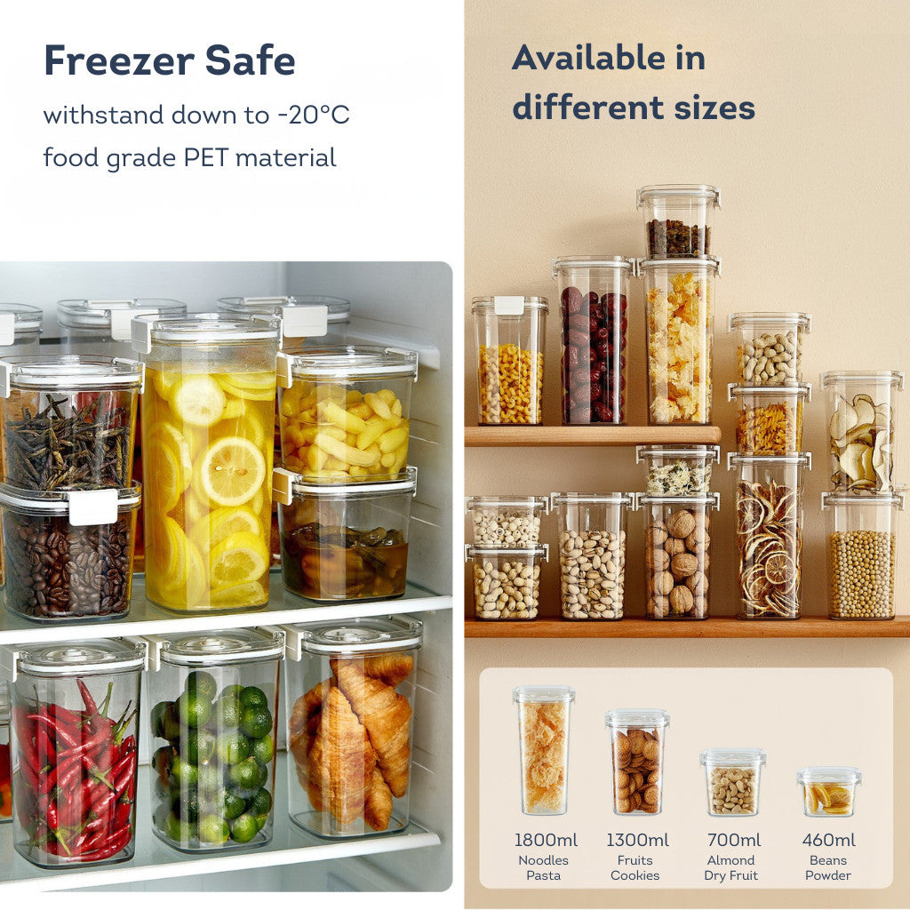 HOMIRA Vacuum Seal Compress Dry Food Storage Container Set (4pcs / 8pcs / 13pcs Set)