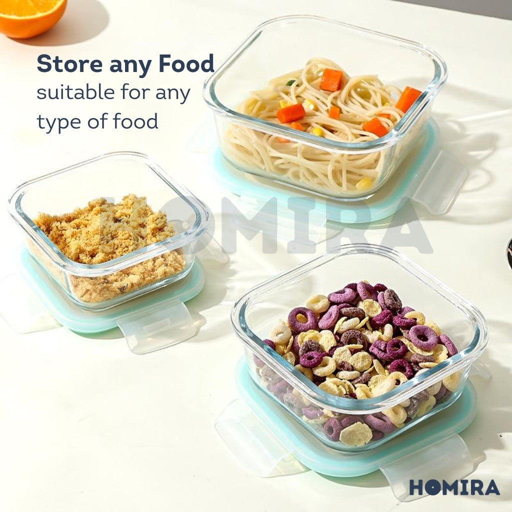 Homira Classic Series Borosilicate Glass Food Container (Square)
