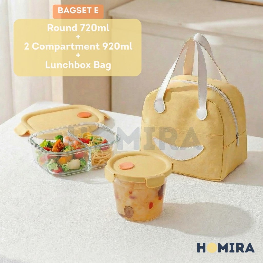Summer Series Borosilicate Glass Lunchbox Bag Set