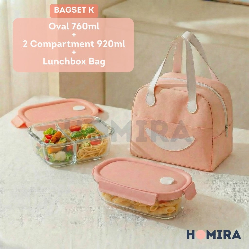 Summer Series Borosilicate Glass Lunchbox Bag Set