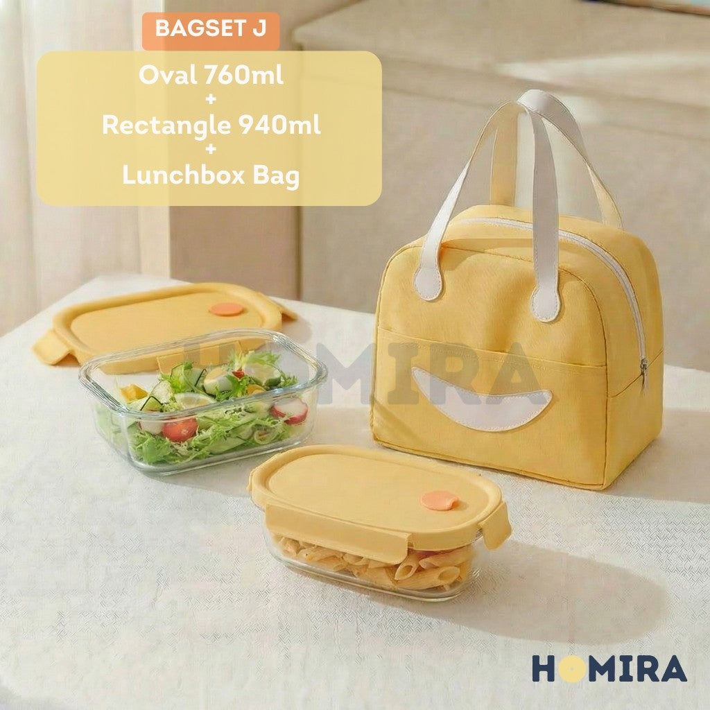 Summer Series Borosilicate Glass Lunchbox Bag Set