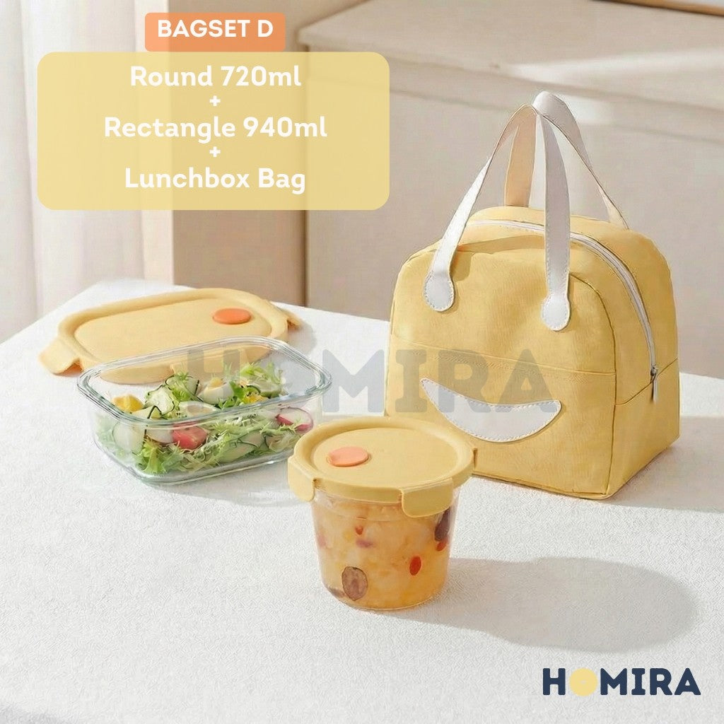 Summer Series Borosilicate Glass Lunchbox Bag Set