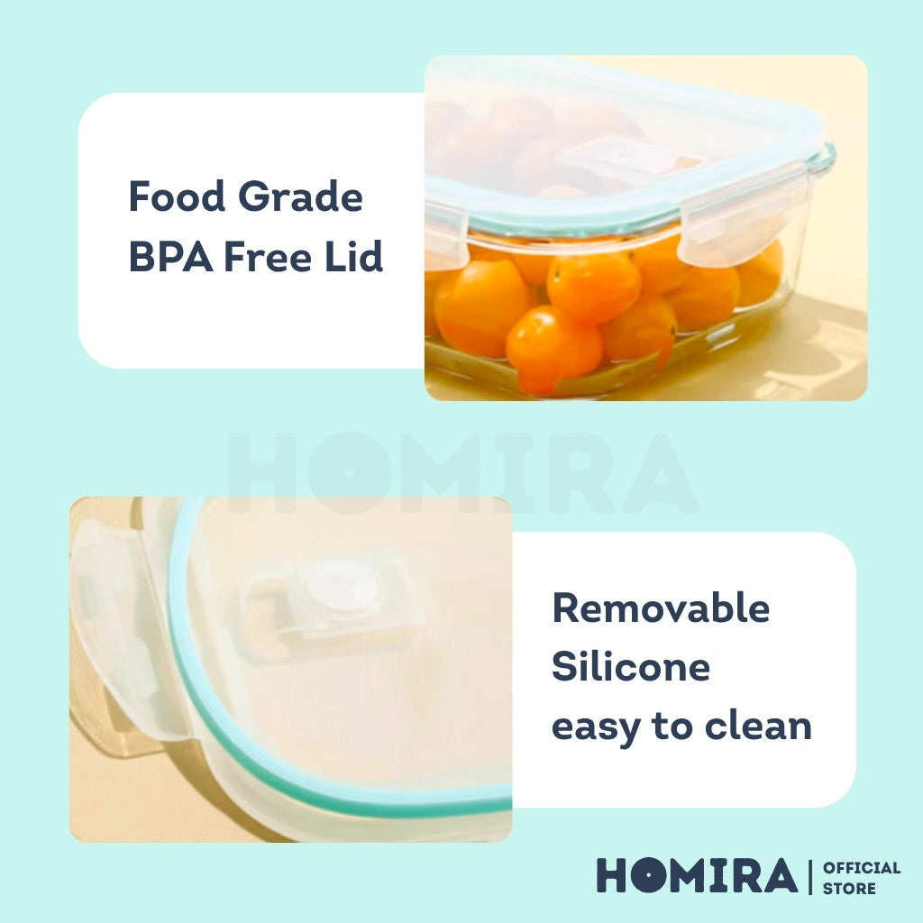 Homira Classic Series Borosilicate Glass Food Container (Rectangle)
