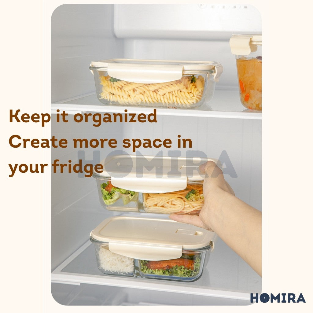 Homira Buttercream Series Round Borosilicate Glass Food Container 450ml-1100ml