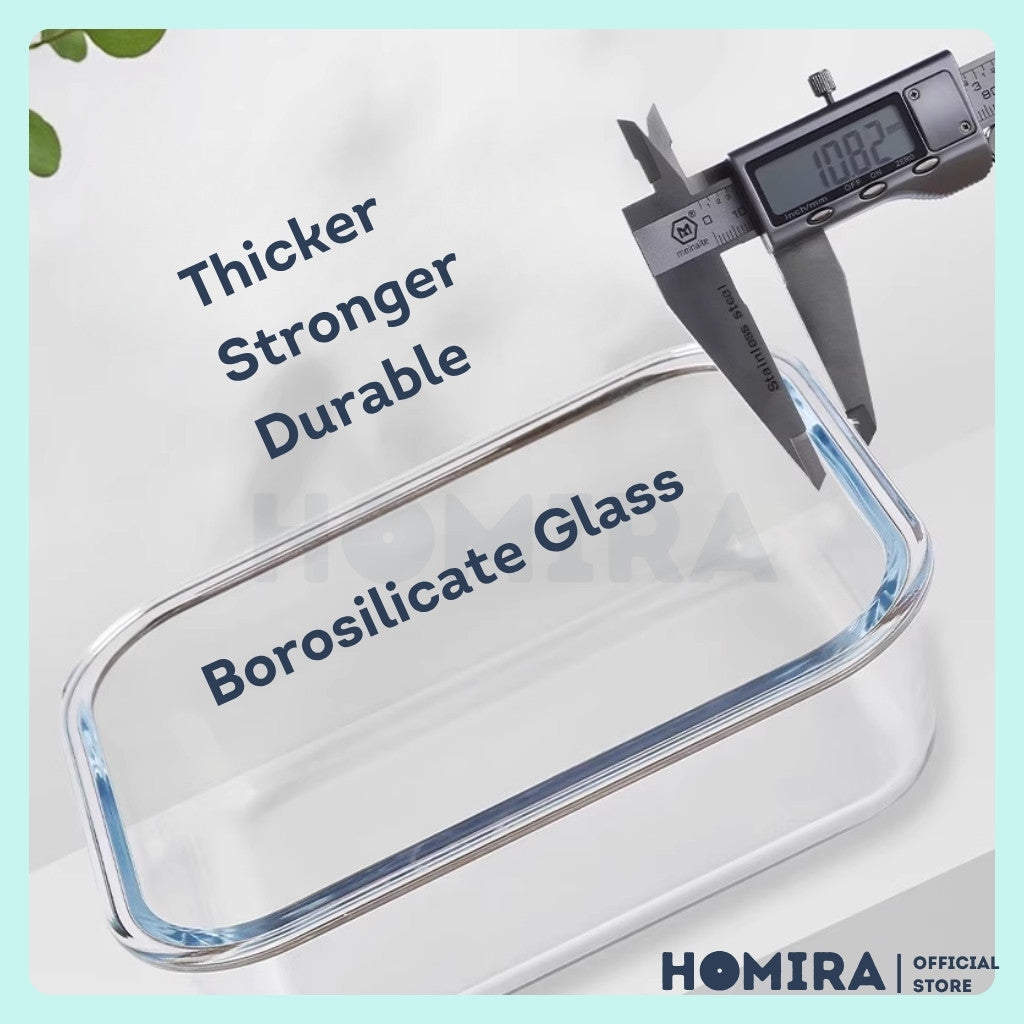 Homira Classic Series Borosilicate Glass Food Container (Rectangle)