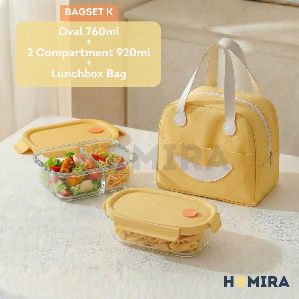 Summer Series Borosilicate Glass Lunchbox Bag Set