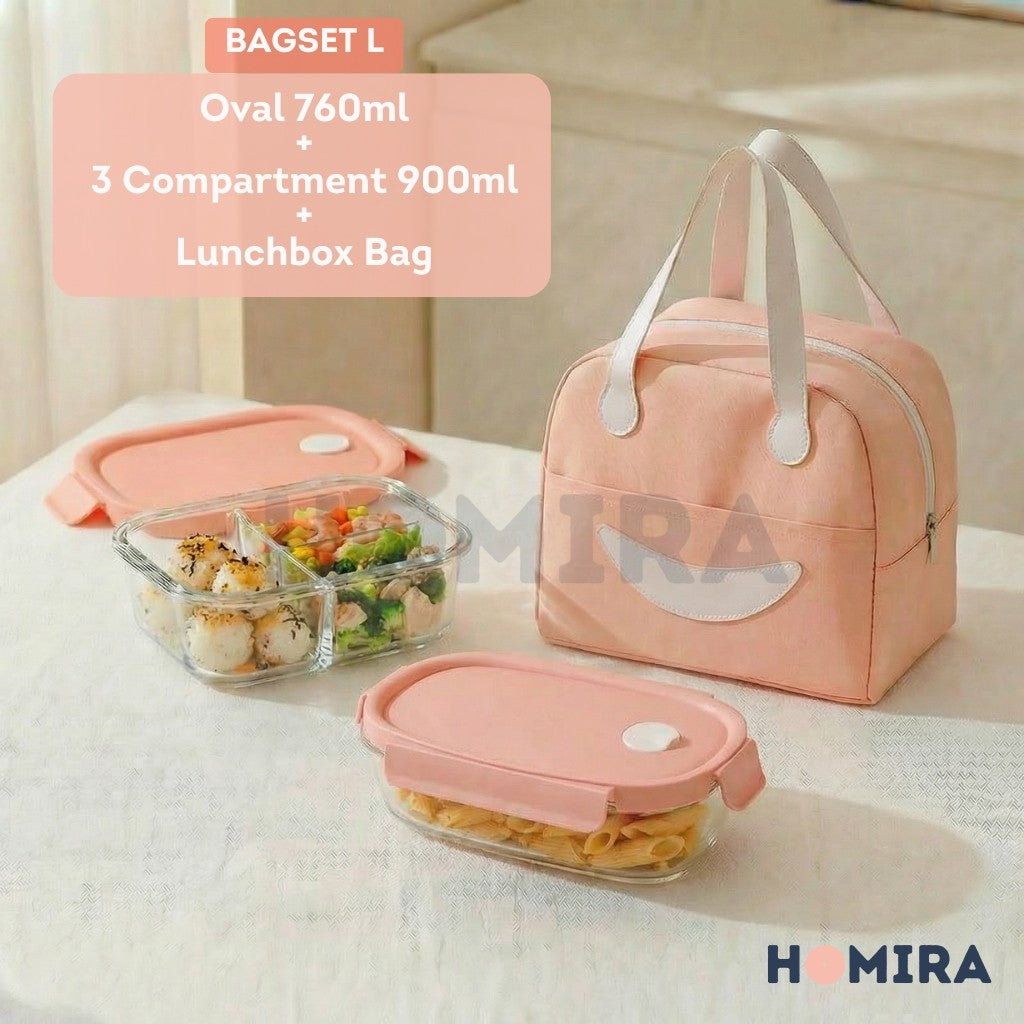 Summer Series Borosilicate Glass Lunchbox Bag Set