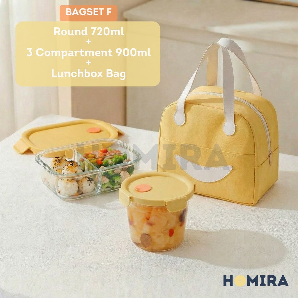 Summer Series Borosilicate Glass Lunchbox Bag Set