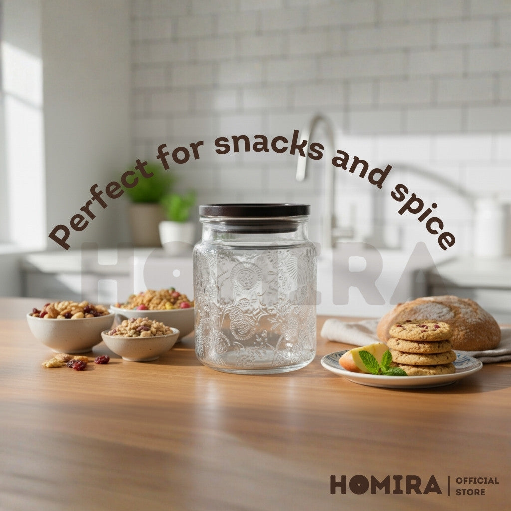 Homira Glass Jar with Wooden Lid β Food Storage Container | Kitchen Organizer Canister (520ml & 720ml)