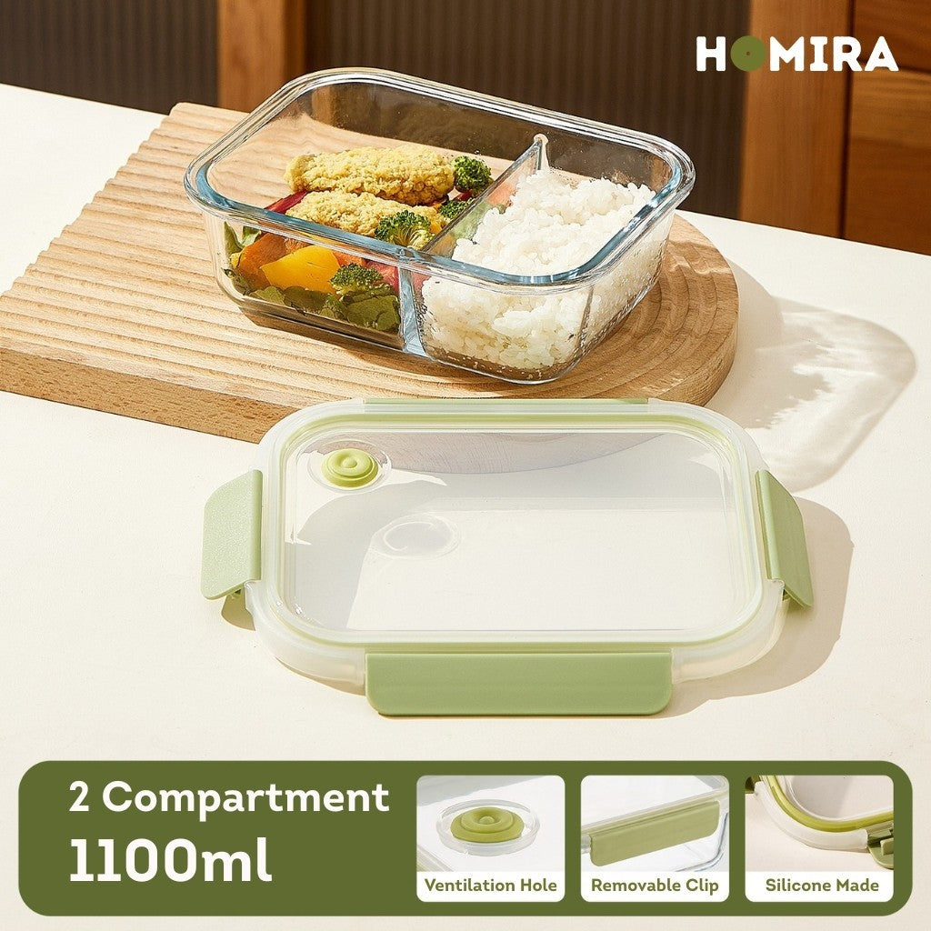 HOMIRA Daisy Girl Series Glass Lunch Box & Insulated Bag Set (480ml - 1100ml)
