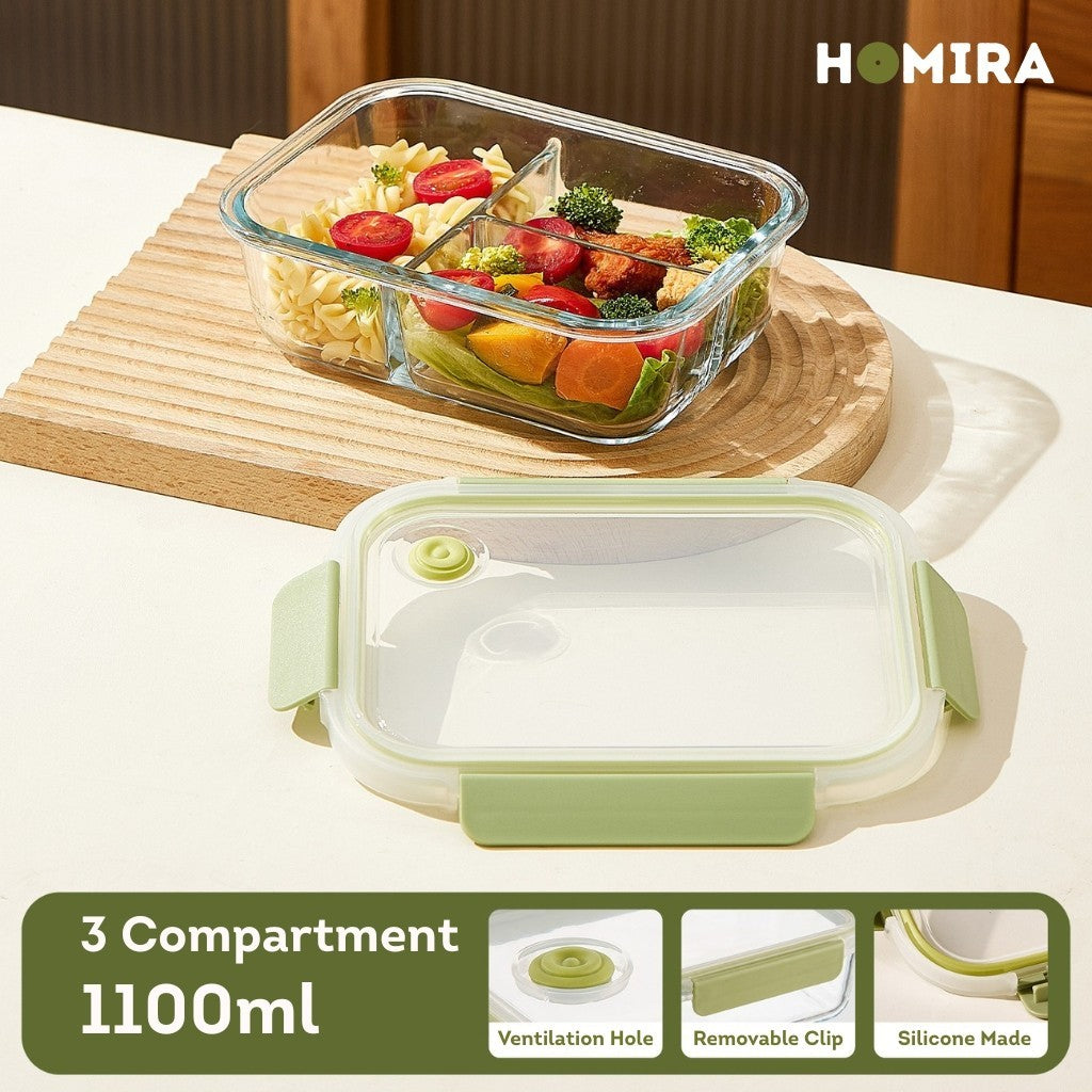 HOMIRA Daisy Girl Series Glass Lunch Box & Insulated Bag Set (480ml - 1100ml)
