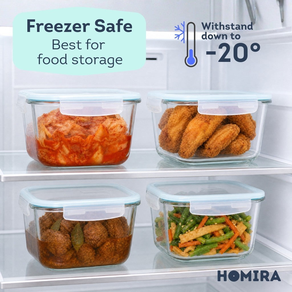 HOMIRA Classic Series Square Giant Borosilicate Glass Food Container (2000ml)