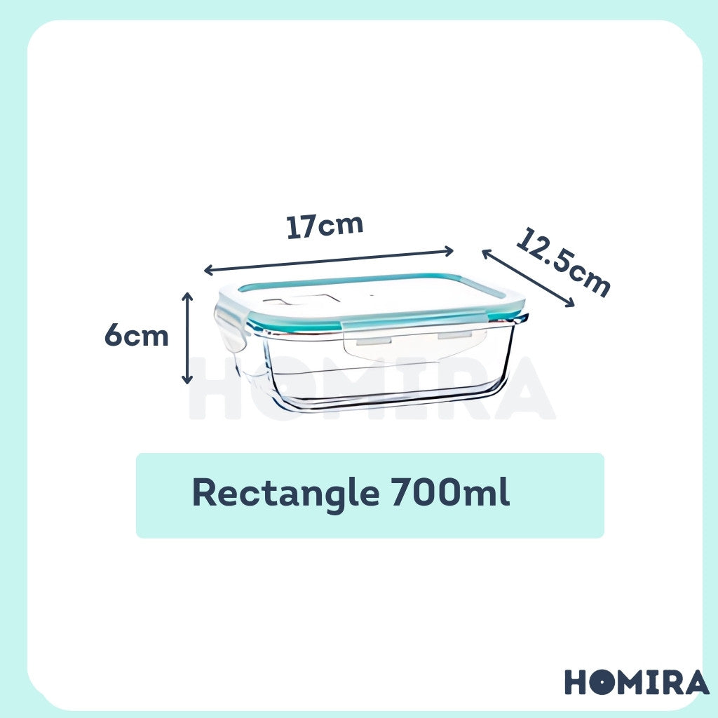 Homira Classic Borosilicate Glass Food Container – Airtight Leakproof Oven Safe | (130ml-2600ml)