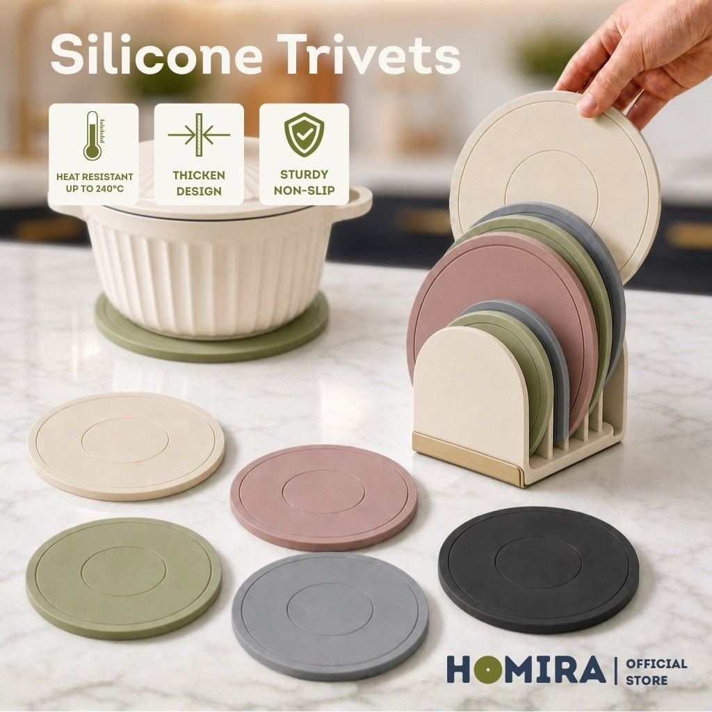 HOMIRA Thickened Silicone Heat-Resistant Round Trivet Mat (16cm / 22cm)