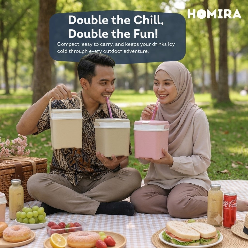 HOMIRA Mini Cooler Box (1L/3L) - Drinks Holder, Keep Cold, BPA Free