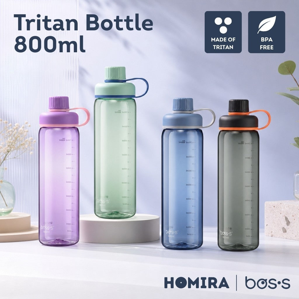 Bos's Tritan Water Bottle 800ml - Durable, BPA Free, Leakproof