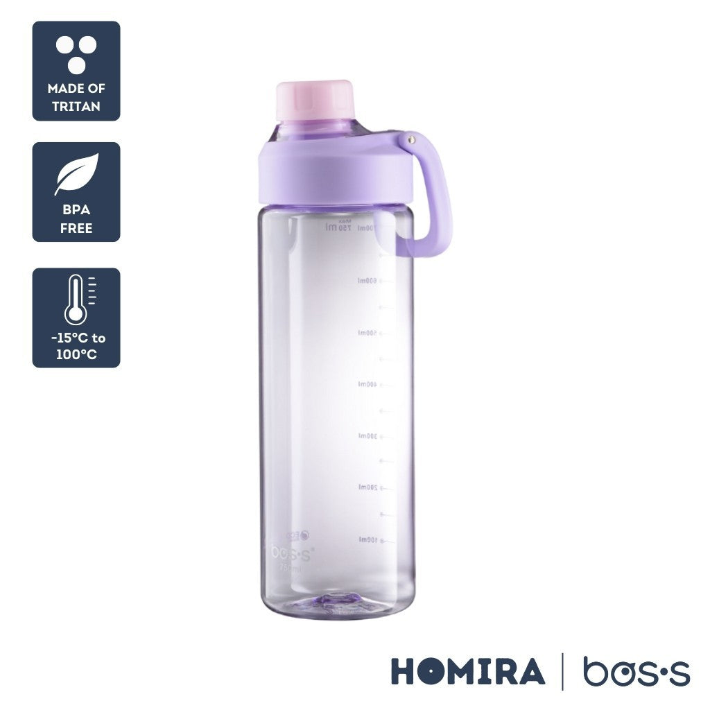 Bos's Tritan Water Bottle 750ml - Durable, BPA Free, Leakproof