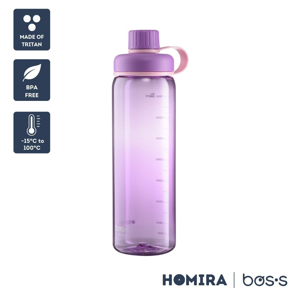 Bos's Tritan Water Bottle 800ml - Durable, BPA Free, Leakproof