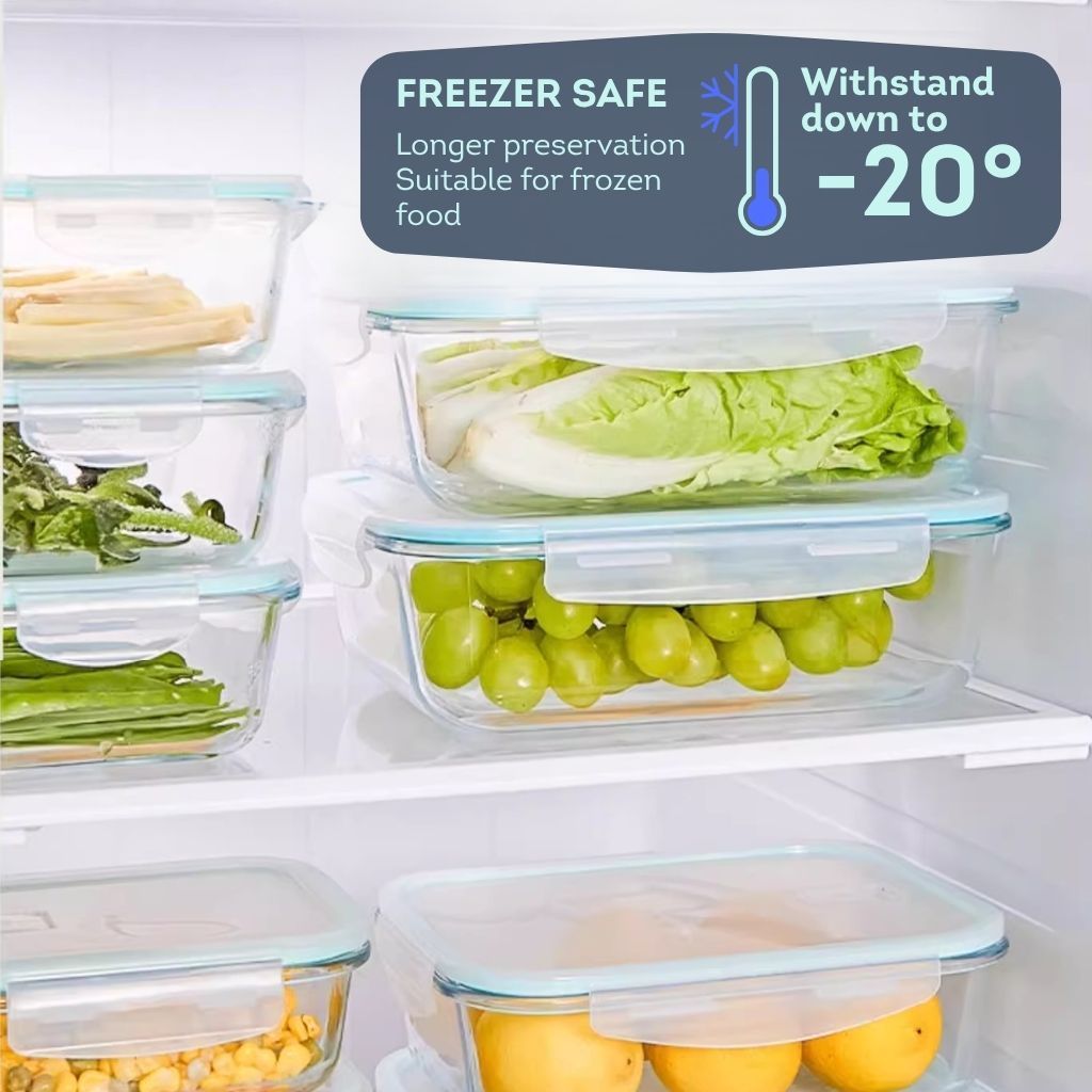 HOMIRA Classic Series Borosilicate Glass Food Container 3Pcs Set (1000ml/1520ml/2600ml)