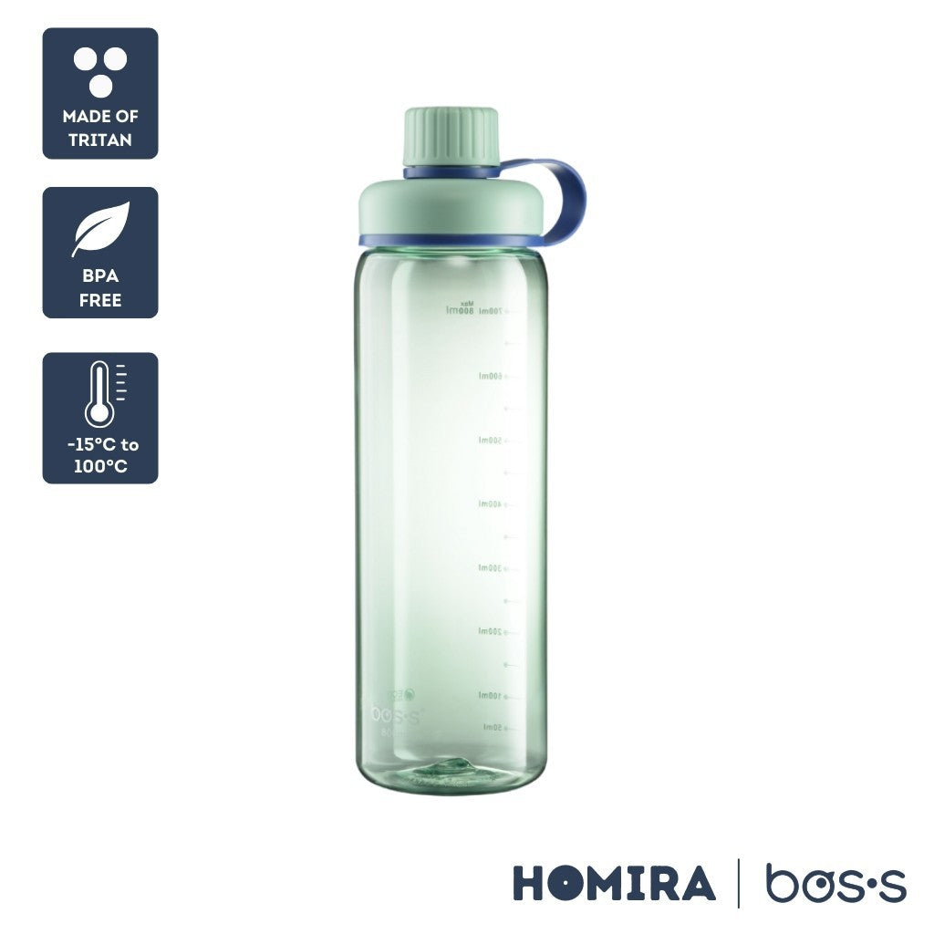 Bos's Tritan Water Bottle 800ml - Durable, BPA Free, Leakproof