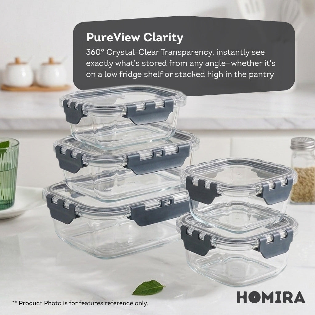 HOMIRA PureView Mini Glass Food Container Set (6 Pcs)