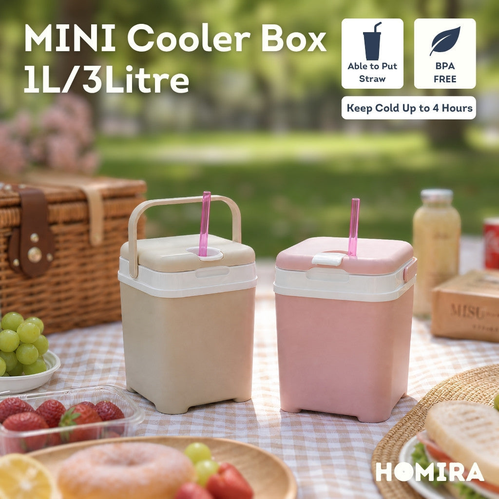 HOMIRA Mini Cooler Box (1L/3L) - Drinks Holder, Keep Cold, BPA Free