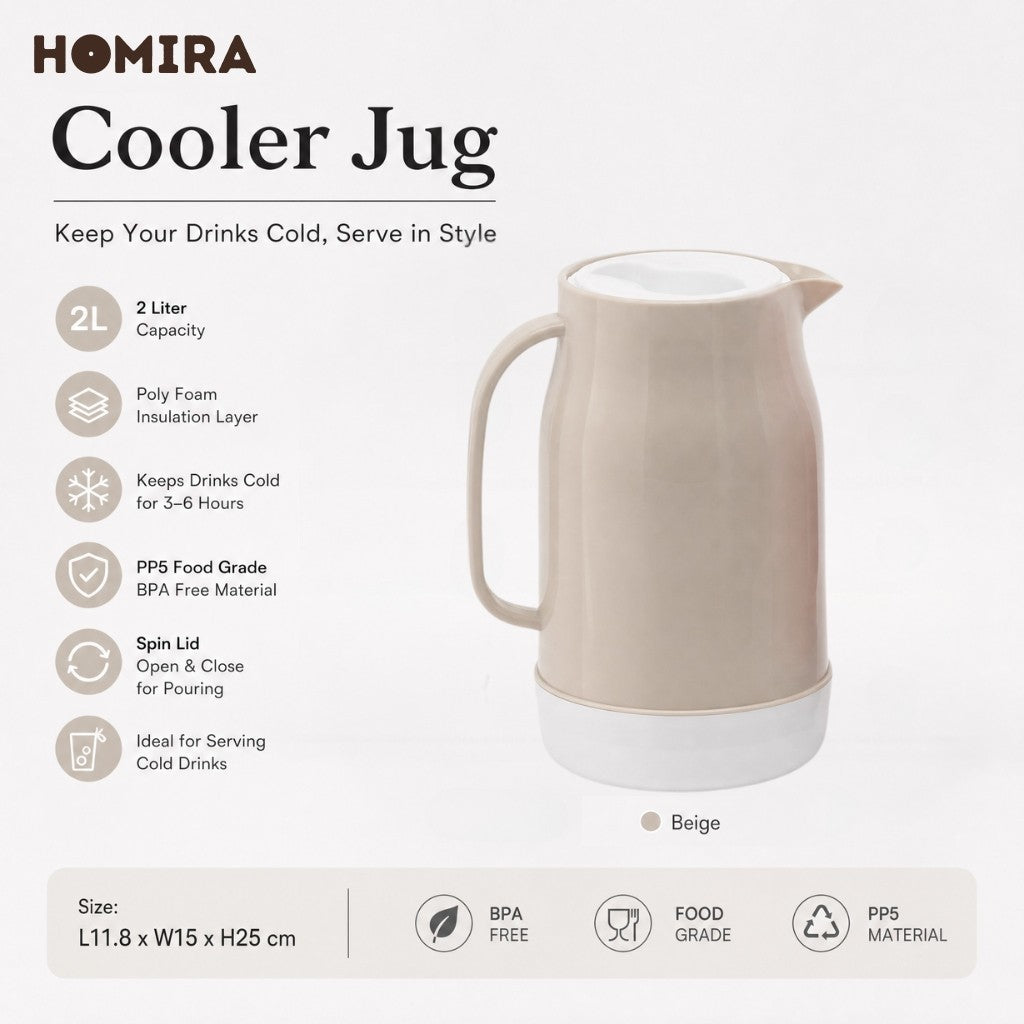 HOMIRA Cooler Jug 2L - Cold Drinks, Keep Cold, BPA Free