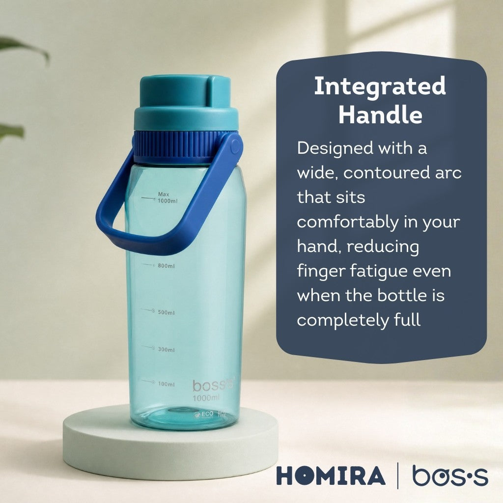 Bos's Tritan Sport Water Bottle with Integrated Handle - 1000ml