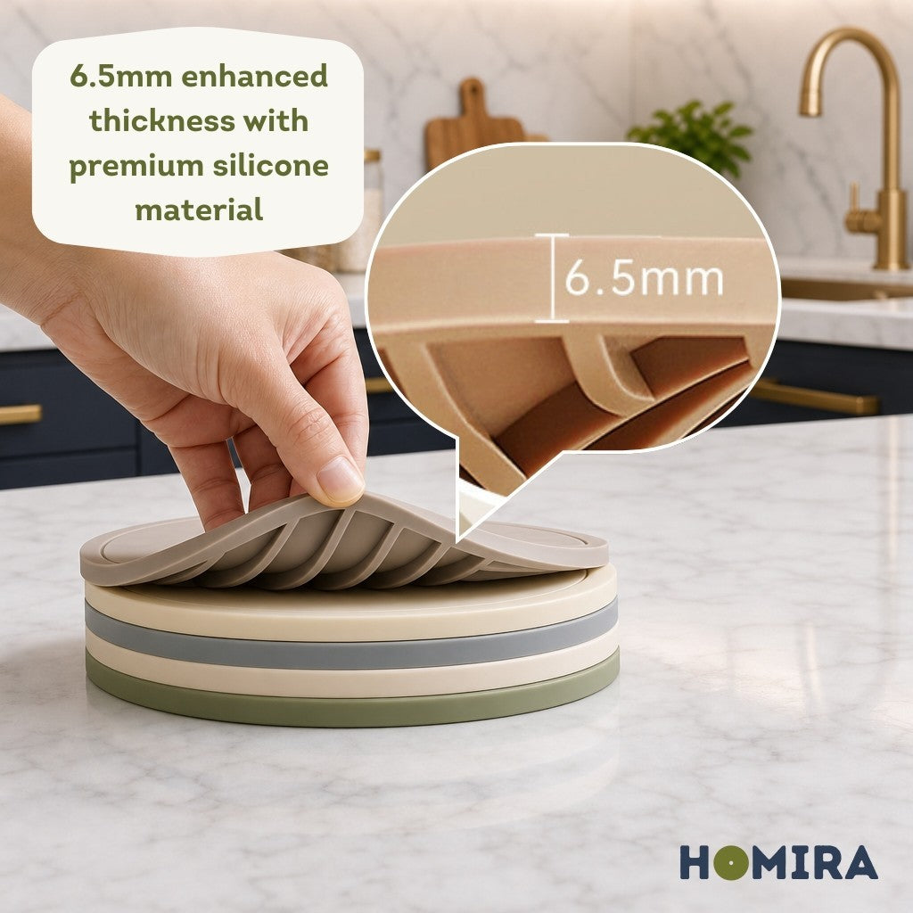 HOMIRA Thickened Silicone Heat-Resistant Round Trivet Mat (16cm / 22cm)