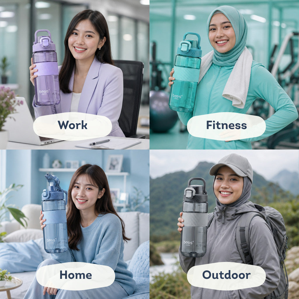 Bos's Tritan Sport Water Bottle 1700ml - Durable, BPA Free, Leakproof