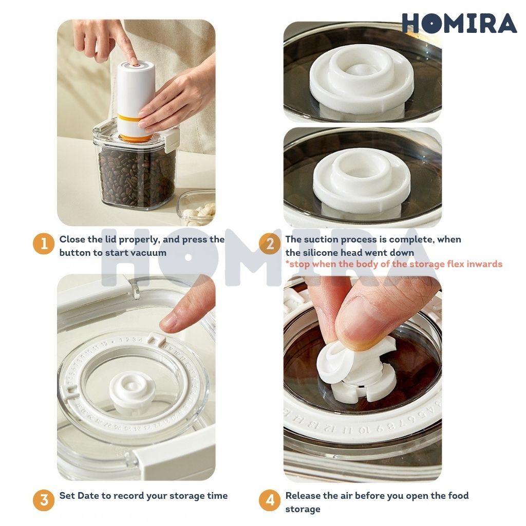 Homira Vacuum Seal Compress Food Container for Dry Food Storage SET