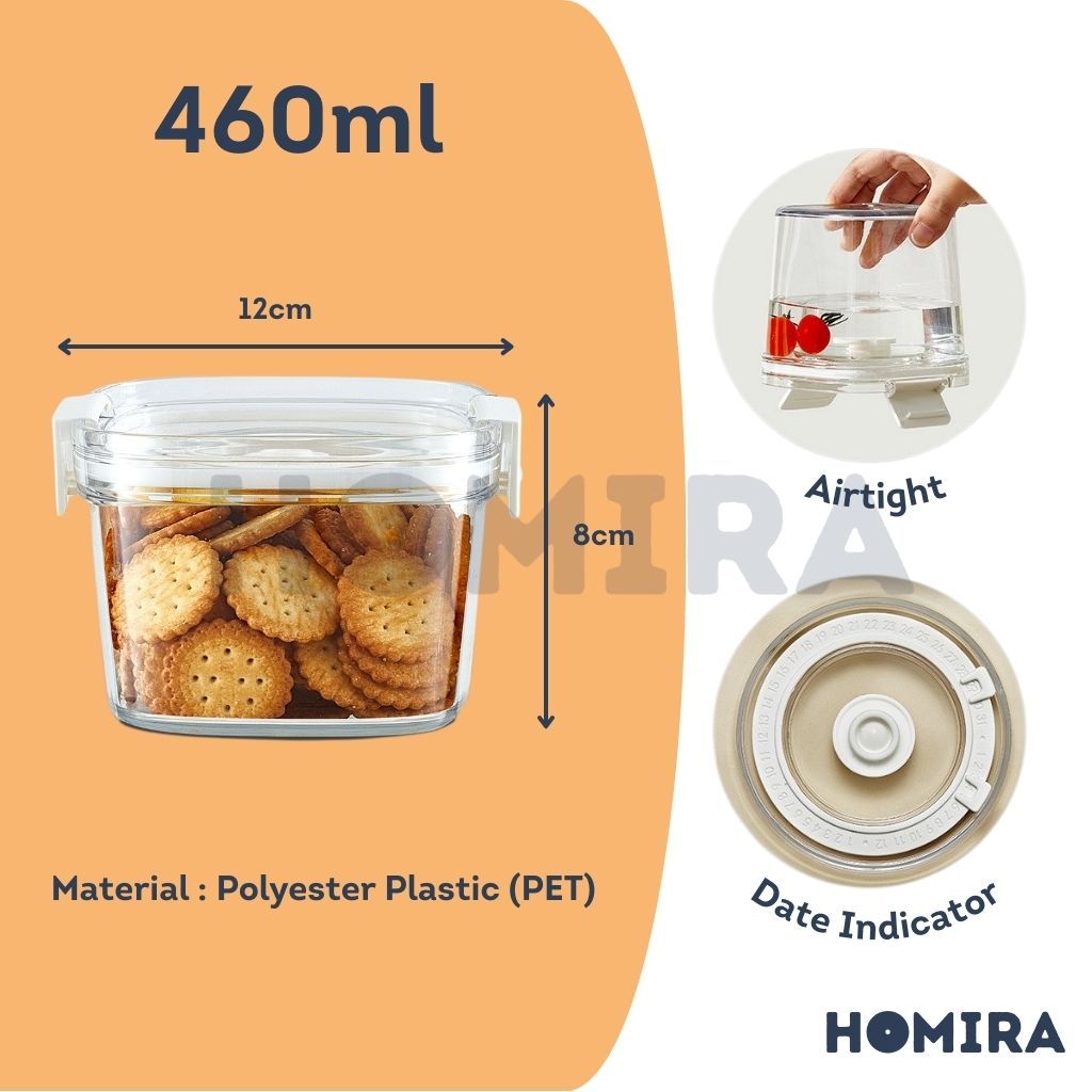 Homira Vacuum Seal Compress Food Container for Dry Food Storage 460ML-1800ml